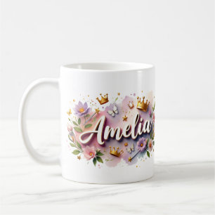 De Café Taza personalizada Princesa Floral – Nombre person