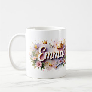 De Café Taza personalizada Princesa Floral – Nombre person