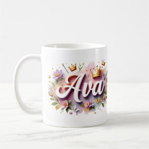 De Café Taza personalizada Princesa Floral – Nombre person