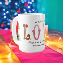 Taza Personalizada Tipografía Moderna Amor Navidad