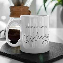 De Café Taza plateada con guión Merry Christmas nombre per