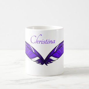 De Café Taza - Plumas púrpuras y nombre
