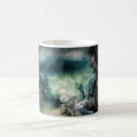 Taza Poste-Apocalíptica del chica del motorista