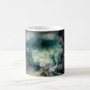 De Café Taza Poste-Apocalíptica del chica del motorista