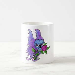 De Café Taza Psyko-Dazie Cráneo y Rosa Tatuaje Flash Cráne