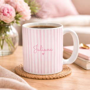De Café Taza rayada con nombre personalizado rosa regalo p