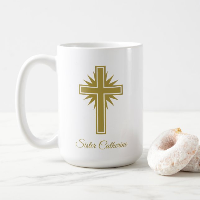 De Café Taza Religiosa Personalizada Grande Para Maestro  (Con donut)