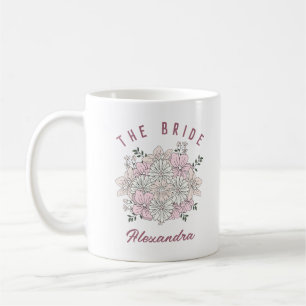 De Café Taza Retro Blanca Rosa Flor Nombre Personalizado N