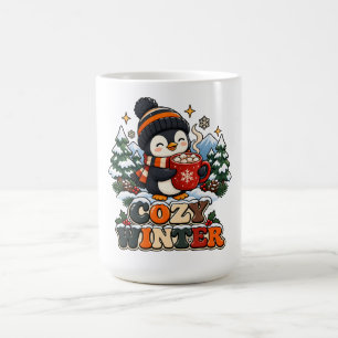 De Café Taza Retro Pingüino Acogedor Invierno