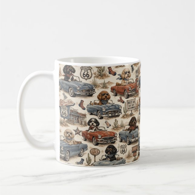 De Café Taza Retro Ruta 66 Cockapoo (Izquierda)