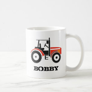 De Café Taza roja del tractor con nombre