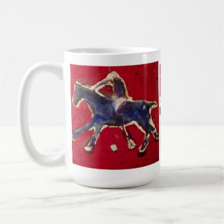 De Café Taza roja y azul del polo
