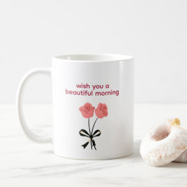 De Café Taza Rosa Hermosa Mañana