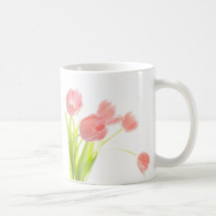 De Café Taza rosada del ramo del tulipán