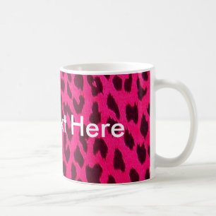 De Café Taza rosada llana del estampado leopardo