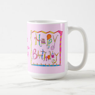 De Café Taza rosada personalizada del feliz cumpleaños