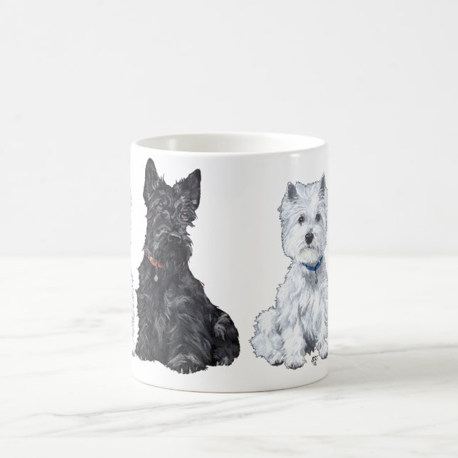 De Café Taza Scottish y West Highland White Terrier (Centro)