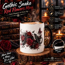 Taza Serpiente Gótica y Flores Rojas – Botánica Os