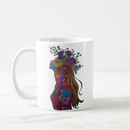 De Café Taza Silueta Floral Mujer Flor