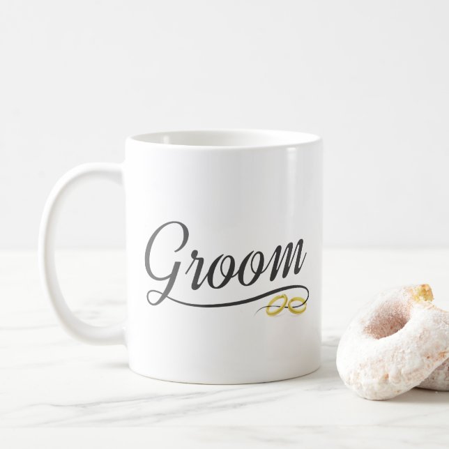 De Café Taza Simple Groom Floral Wedding Calligraphy (Con donut)