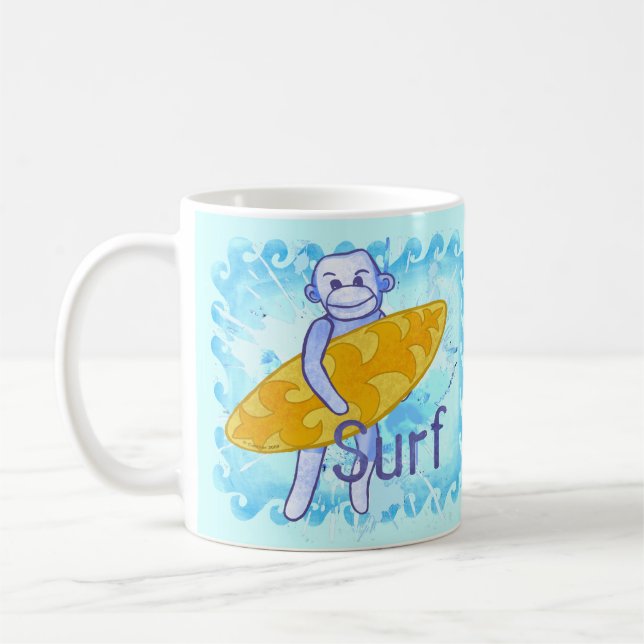 De Café Taza Sock Monkey Surfer (Izquierda)