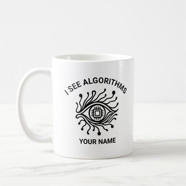 De Café Taza Tech Personalizada con Texto Editable (Izquierda)