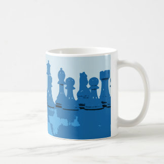 De Café Taza temática azul del ajedrez