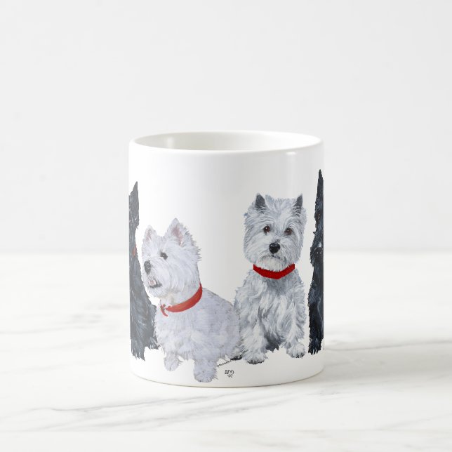 De Café Taza Terrier Escocés y West Highland White (Centro)