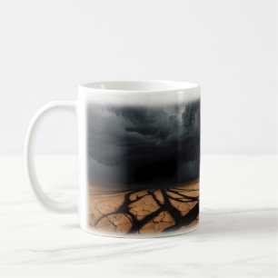 De Café Taza Tormenta Inminente Hombre Solo Agrietó la Tie