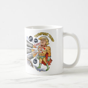 De Café Taza triunfante del blanco del superhéroe del