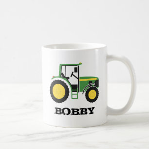 De Café Taza verde del tractor con nombre