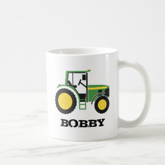 De Café Taza verde del tractor con nombre