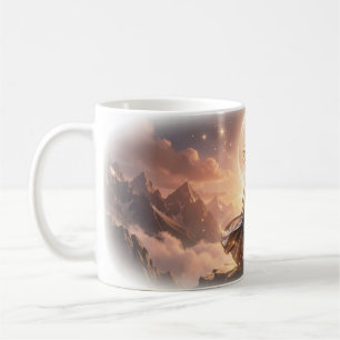 De Café Taza Vestido Nocturno con Estrellas Pico Montaña D