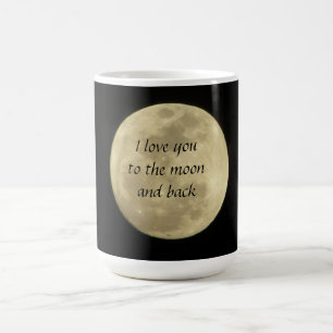 De Café Te amo a la luna y a la taza trasera