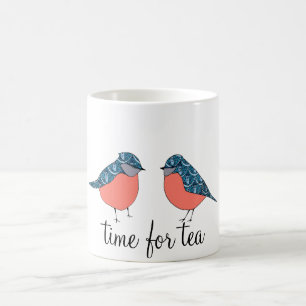 De Café Tiempo azul del pájaro para la taza del té
