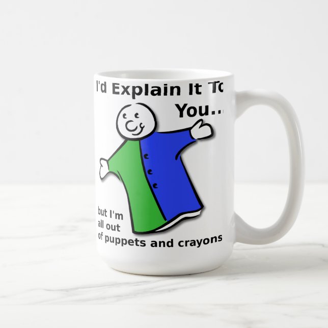 De Café Títeres y Crayones Taza Divertida (Derecha)
