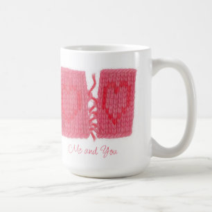 De Café TWO HEARTS KNIT Taza alta blanca + Texto