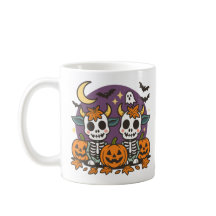Vacas esqueleto espeluznantes lindas con taza clás