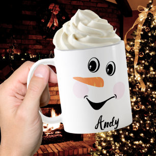 De Café Xmas Cute Personalizado Snowman feliz cara taza ca