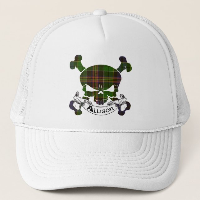 De Camionero Allison Tartan Skull Gorra (Anverso)