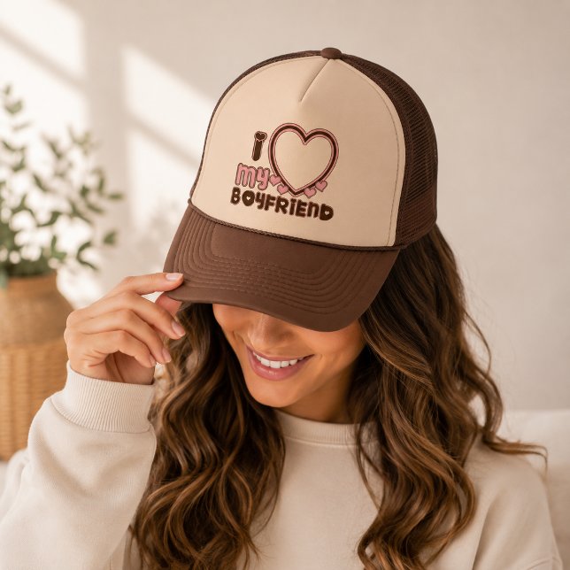 De Camionero Amo a mi novio Corazón Rosa Marrón Gorra (Subido por el creador)
