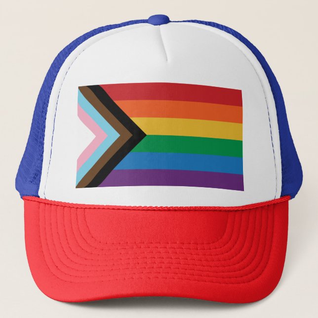 De Camionero Bandera del Orgullo del Progreso - Gorra inclusivo (Anverso)