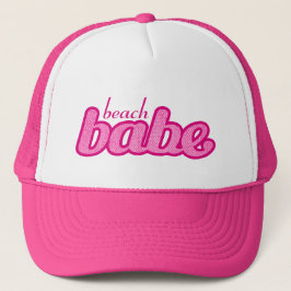 De Camionero "beach babe" denim gorra rosa y blanco caliente
