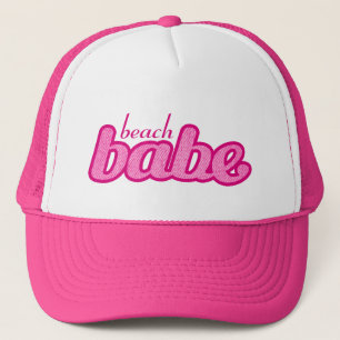 De Camionero "beach babe" denim gorra rosa y blanco caliente