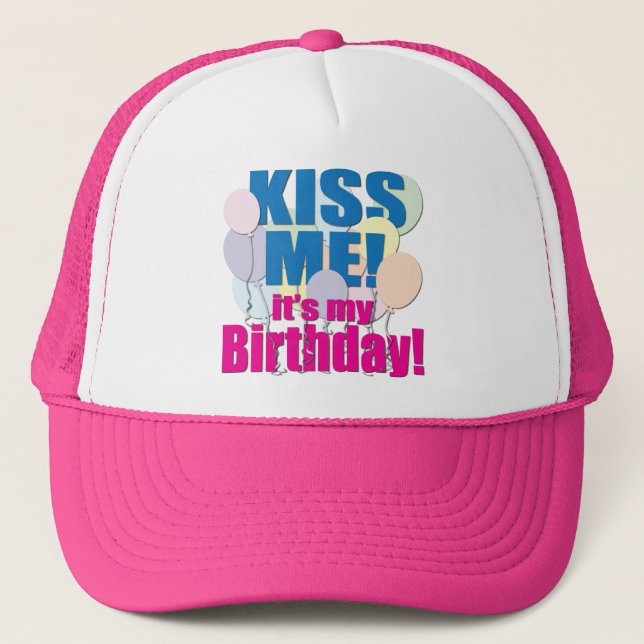 De Camionero "Béseme!" Gorra del cumpleaños (Anverso)