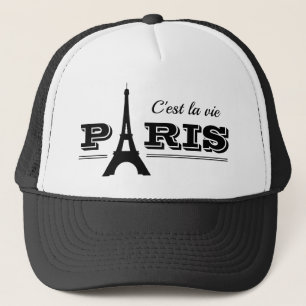 De Camionero Blanco y negro clásico -París- gorra