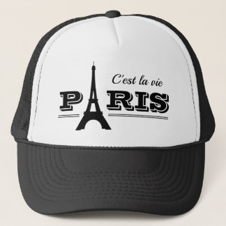 De Camionero Blanco y negro clásico -París- gorra