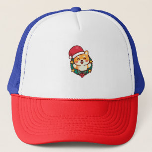De Camionero Chiba chiba chiba inu sonriendo con Gorra navideño