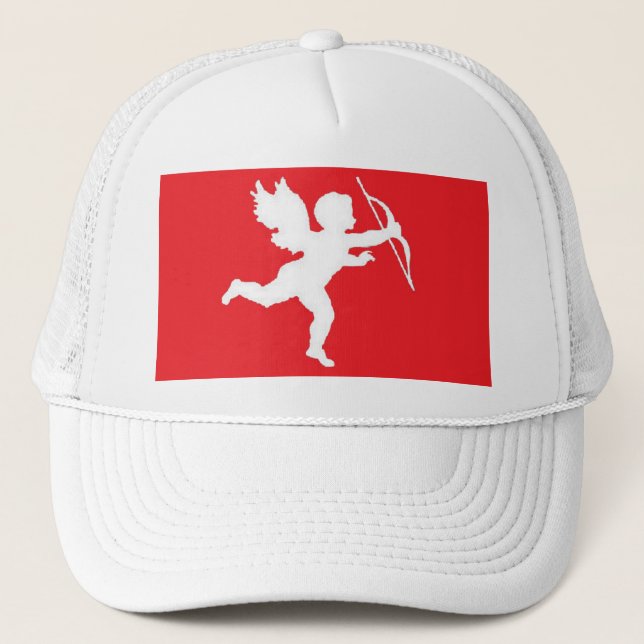 De Camionero Cupid blanco del gorra en rojo (Anverso)