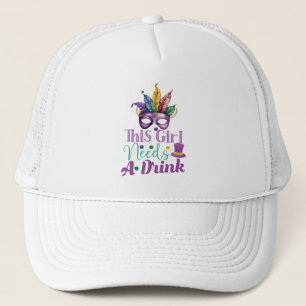 De Camionero Esta Chica Necesita Una Bebida Mardi Gras Gorra Ca
